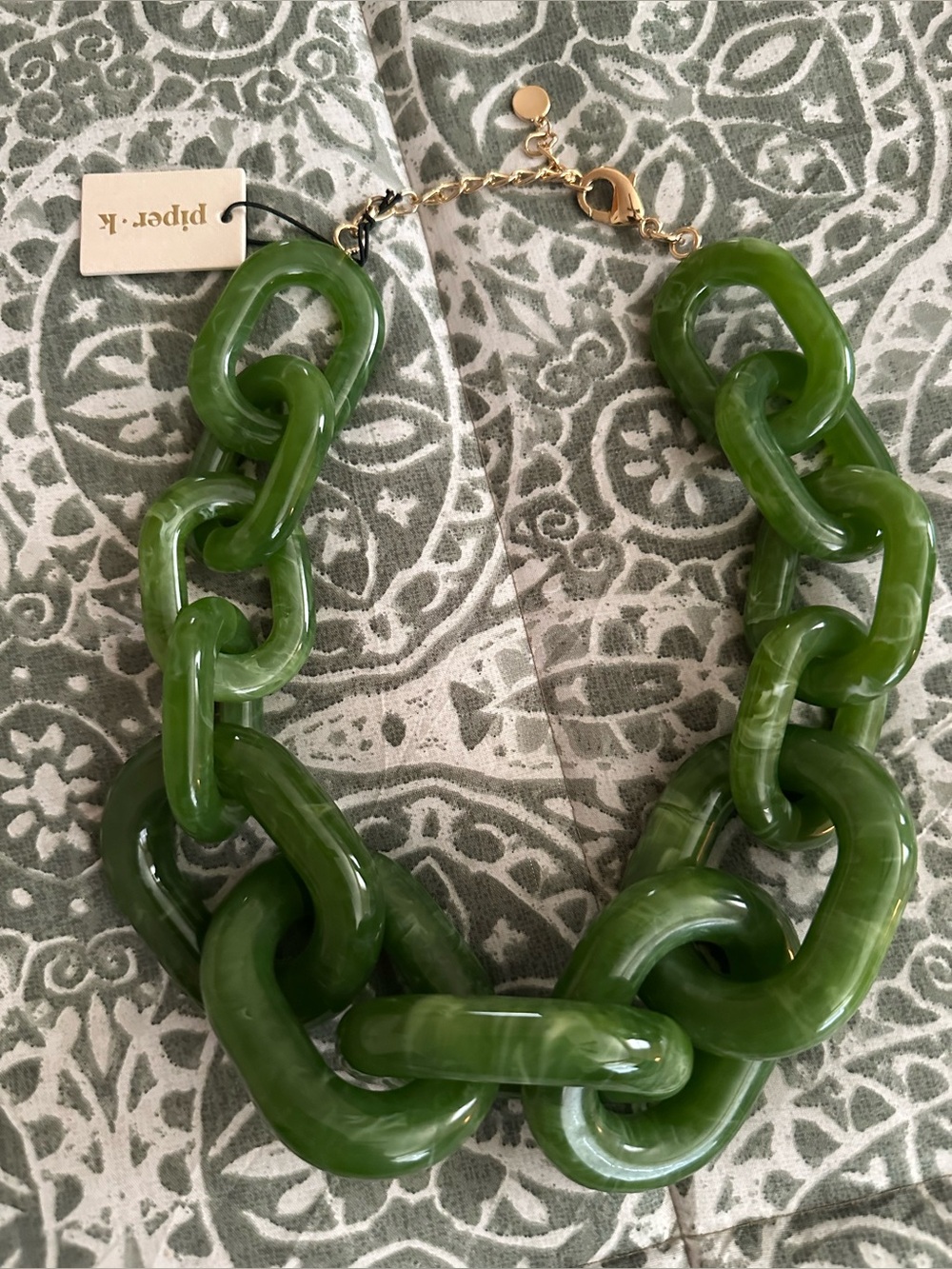 🩶PIPER K BOLD GREEN RESIN CHUNKY STATEMENT NECKLACE - NWT🩶 - Picture 3 of 5